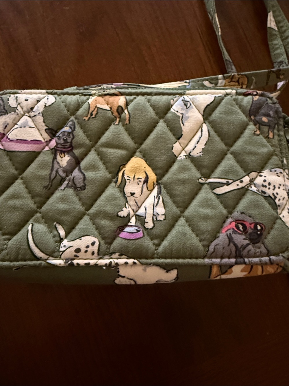 Vera Bradley Quilted Crossbody Bag in Sage Green with Dog Print - Picture 6 of 6